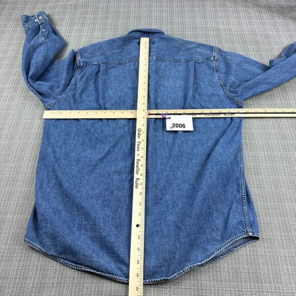 Vintage Banana Republic Denim Shirt Mens Medium Button Up Western Cowboy 90s - Picture 5 of 8